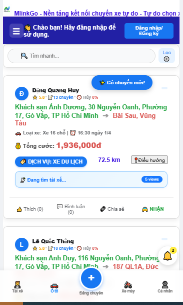 Thuê xe du lịch 4 - 45 chỗ giá rẻ tại MlinkGo